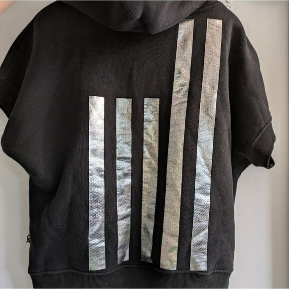 GOOD AMERICAN SHORT SLEEVE HOODIE SWEATER SZ 0/1 - Picture 7 of 7